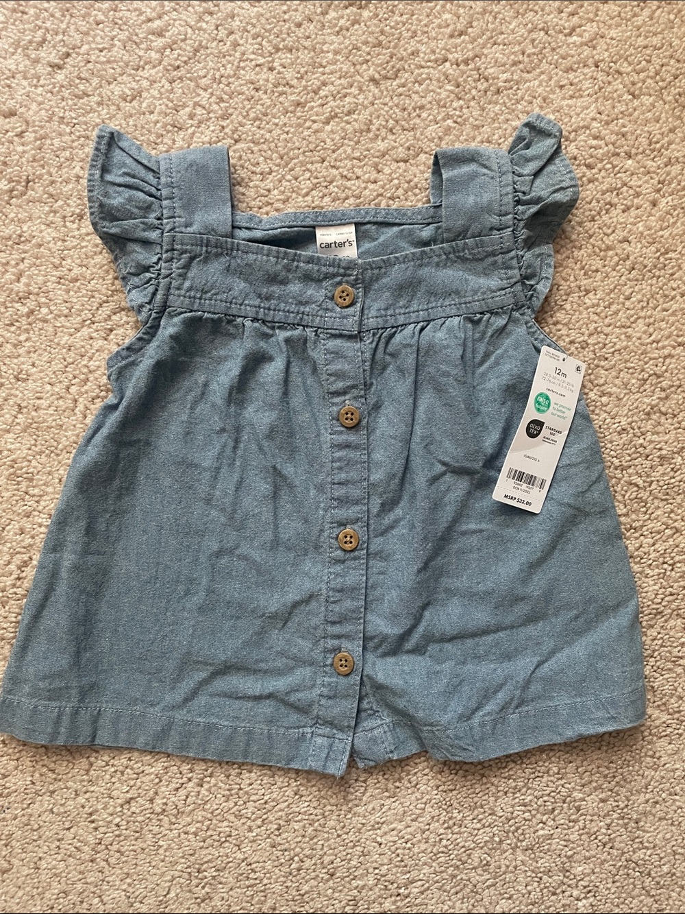Carter's Chambray Button Front Top - Denim Blue